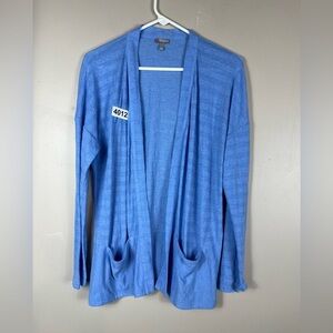 Talbots blue cardigan large stretch 28” length great condition blue